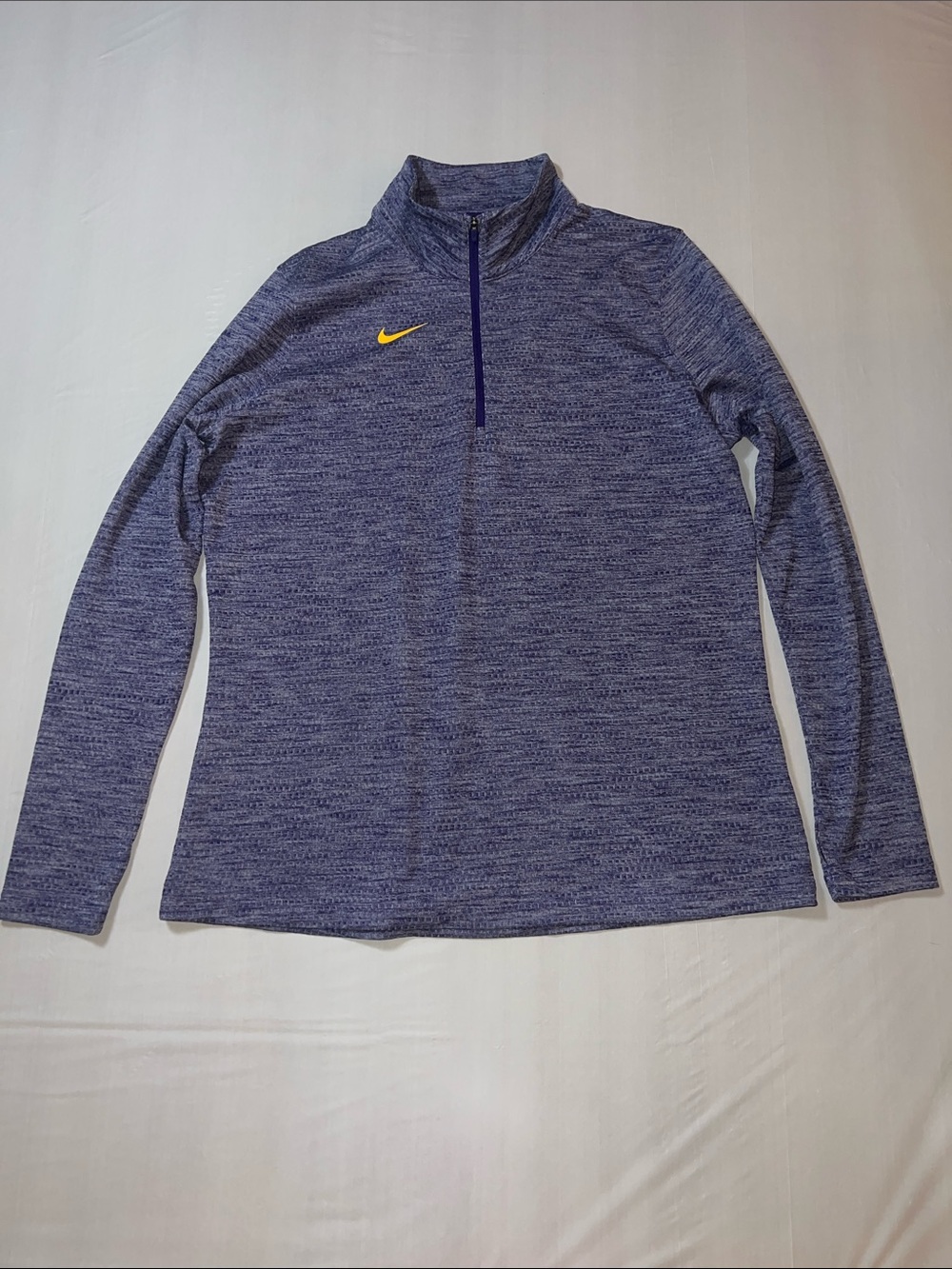 Nike Women’s Heather Purple Quarter-Zip Pullover with Yellow Swoosh
